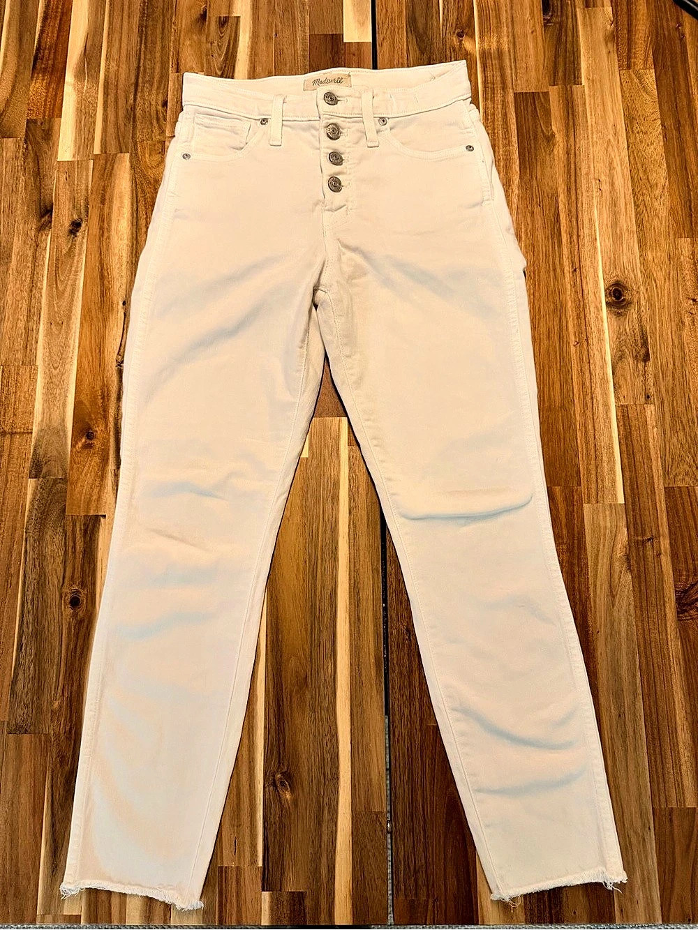 Madewell 10" High-Rise Skinny Ankle Jeans White Waist 25